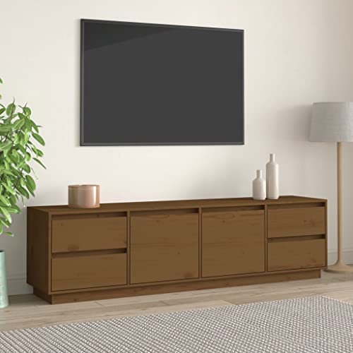 TV-Schrank Honigbraun Sideboard Wohnzimmer Fernseher kommode Fernseher Schrank Fernsehschrank 176x37x47,5 cm Massivholz Kiefer von KTHLBRH
