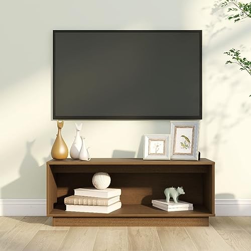 TV-Schrank Honigbraun wohnzimmerschrank tv möbel lowboard tv Board 90x35x35 cm Massivholz Kiefer von KTHLBRH