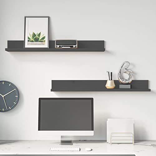 Wandregale 2 STK. Grau Regal Hängeregal für Büro Küche 80x11x9 cm Massivholz Kiefer Wandregale 2 STK. Grau Regal Hängeregal für Büro Küche 80x11x9 cm Massivholz Kiefer von KTHLBRH
