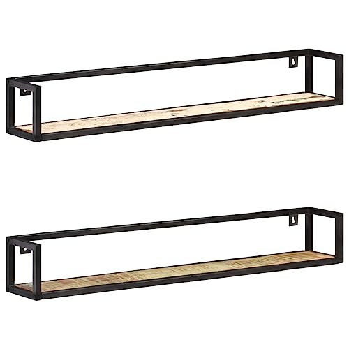 Wandregale 2 STK. Regal Hängeregal für Schlafzimmer Küche 120 cm Altholz Massiv von KTHLBRH