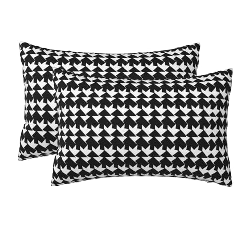 Queen-Kissenbezüge, Hahnentrittmuster, schwarz, für Haar und Haut, weich, atmungsaktiv, mit verstecktem Reißverschluss, 50,8 x 76,2 cm, Kissenbezüge zum Schlafen, 2 Stück Queen-Kissenbezüge, Hahnentrittmuster, schwarz, für Haar und Haut, weich, atmungsaktiv, mit verstecktem Reißverschluss, 50,8 x 76,2 cm, Kissenbezüge zum Schlafen, 2 Stück von KTHSNSKL