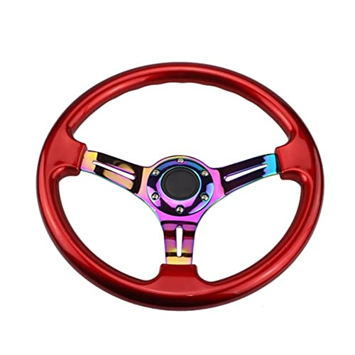 KTHVZ Sportlenkrad Universal 350mm 14Inch Classic Abs Auto-Sport-Lenkrad mit Neo-Chromspeichen Holzlenkrad (Color : Red) von KTHVZ