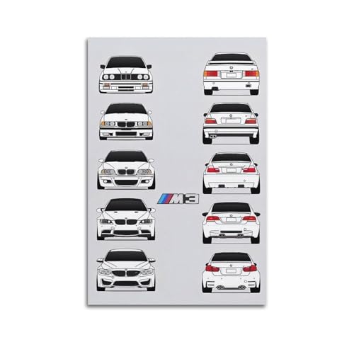 KTIN Sportwagen-Poster BMW E30 E36 E46 E92 M3 Modell Evolution Poster, dekorative Malerei, Leinwand, Wandposter und Kunstdruck, modernes Familienschlafzimmer-Dekor-Poster, 40 x 60 cm von KTIN