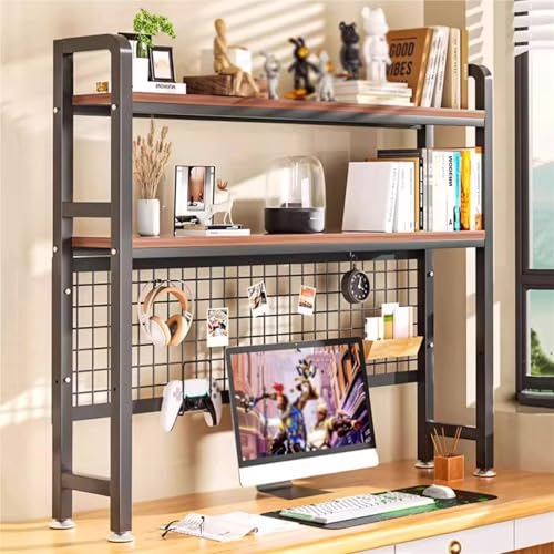 2-stöckiger Computertisch-Aufsatz – Schreibtisch-Bücherregal Aus Weißem Metall Und Holz Mit Stecktafel, 94 Cm Breiter Arbeitsplatten-Organizer For Büro, Wohnheim, Zuhause(Black,115x20x98cm(45x8x39inch von KTLCNDF