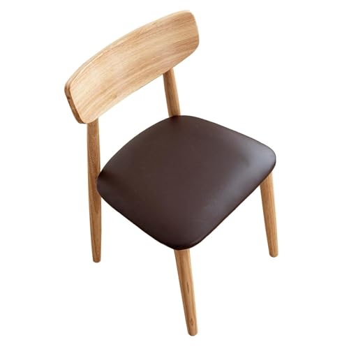 2er-Pack Premium-Stuhlschoner – Schonbezüge aus Kunstleder mit spritzwassergeschützter Barriere, Pflegeleichte, gepolsterte Schoner for Zuhause und den Essbereich(Coffee,16" W x 18" L 6PCS) von KTLCNDF