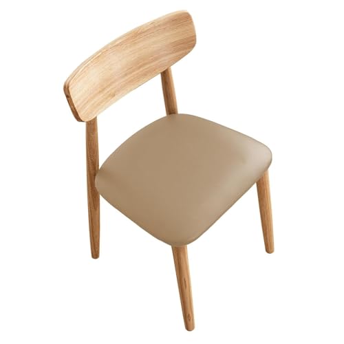 2er-Pack Premium-Stuhlschoner – Schonbezüge aus Kunstleder mit spritzwassergeschützter Barriere, Pflegeleichte, gepolsterte Schoner for Zuhause und den Essbereich(Cream Coffee,16" W x 18" L 6PCS) von KTLCNDF