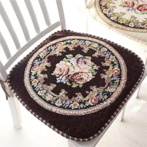 4er-Set Stuhlkissen Aus Memory-Schaum For Esszimmerstühle – U-förmige Sitzpolster Aus Chenille Mit Bändern (braun) – 43,2 X 45,7 Cm, Waschbare Stuhlhussen Im Retro-Stil For Die Küche (2er-Pack)(Brown, von KTLCNDF