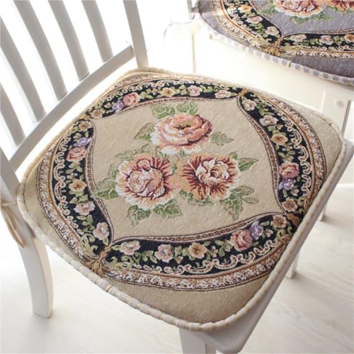 4er-Set Stuhlkissen Aus Memory-Schaum For Esszimmerstühle – U-förmige Sitzpolster Aus Chenille Mit Bändern (braun) – 43,2 X 45,7 Cm, Waschbare Stuhlhussen Im Retro-Stil For Die Küche (2er-Pack)(Beige- von KTLCNDF