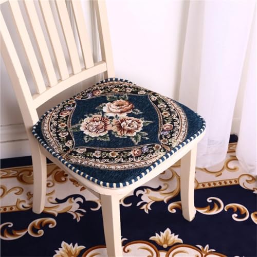 4er-Set Stuhlkissen Aus Memory-Schaum For Esszimmerstühle – U-förmige Sitzpolster Aus Chenille Mit Bändern (braun) – 43,2 X 45,7 Cm, Waschbare Stuhlhussen Im Retro-Stil For Die Küche (2er-Pack)(Blue-a von KTLCNDF