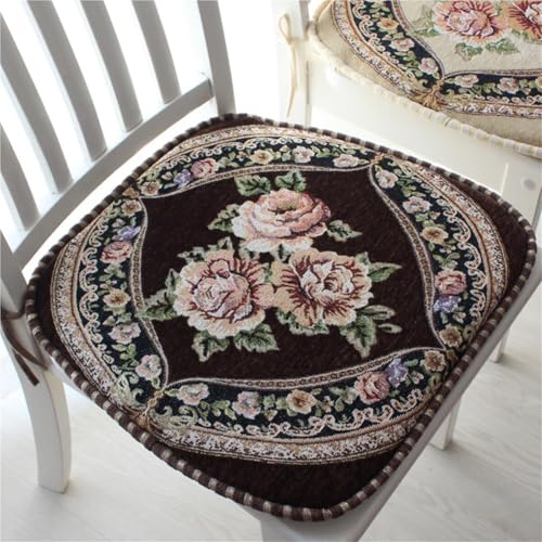 4er-Set Stuhlkissen Aus Memory-Schaum For Esszimmerstühle – U-förmige Sitzpolster Aus Chenille Mit Bändern (braun) – 43,2 X 45,7 Cm, Waschbare Stuhlhussen Im Retro-Stil For Die Küche (2er-Pack)(Brown- von KTLCNDF