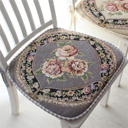 4er-Set Stuhlkissen Aus Memory-Schaum For Esszimmerstühle – U-förmige Sitzpolster Aus Chenille Mit Bändern (braun) – 43,2 X 45,7 Cm, Waschbare Stuhlhussen Im Retro-Stil For Die Küche (2er-Pack)(Grey-a von KTLCNDF