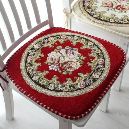 4er-Set Stuhlkissen Aus Memory-Schaum For Esszimmerstühle – U-förmige Sitzpolster Aus Chenille Mit Bändern (braun) – 43,2 X 45,7 Cm, Waschbare Stuhlhussen Im Retro-Stil For Die Küche (2er-Pack)(Red,4 von KTLCNDF
