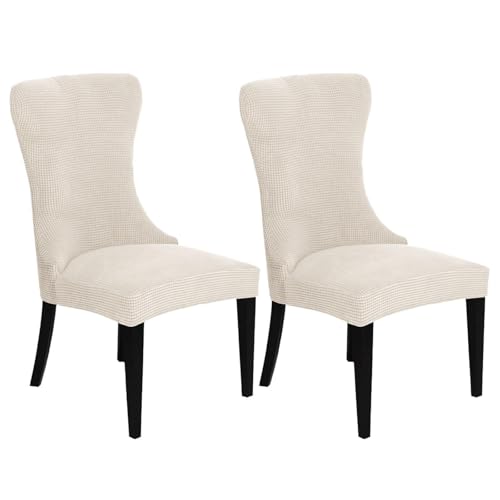 KTLCNDF 2-teilige Stretch-Schonbezüge for Ohrensessel – Weicher Spandex-Stoff, Maschinenwaschbar, Hellgrüne Akzentbezüge for Wohn- Und Esszimmer(Beige,Set of 2) von KTLCNDF