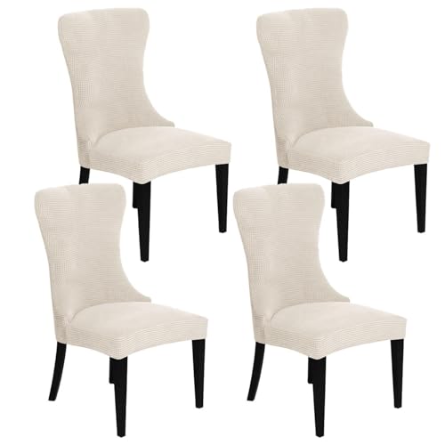 KTLCNDF 2-teilige Stretch-Schonbezüge for Ohrensessel – Weicher Spandex-Stoff, Maschinenwaschbar, Hellgrüne Akzentbezüge for Wohn- Und Esszimmer(Beige,Set of 4) von KTLCNDF
