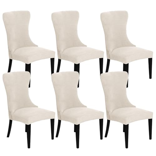 KTLCNDF 2-teilige Stretch-Schonbezüge for Ohrensessel – Weicher Spandex-Stoff, Maschinenwaschbar, Hellgrüne Akzentbezüge for Wohn- Und Esszimmer(Beige,Set of 6) von KTLCNDF