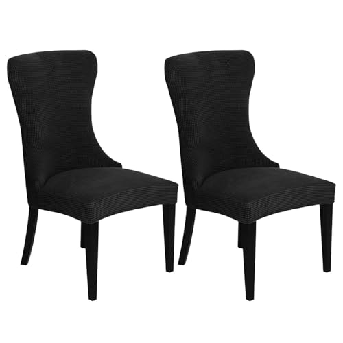 KTLCNDF 2-teilige Stretch-Schonbezüge for Ohrensessel – Weicher Spandex-Stoff, Maschinenwaschbar, Hellgrüne Akzentbezüge for Wohn- Und Esszimmer(Black,Set of 2) von KTLCNDF