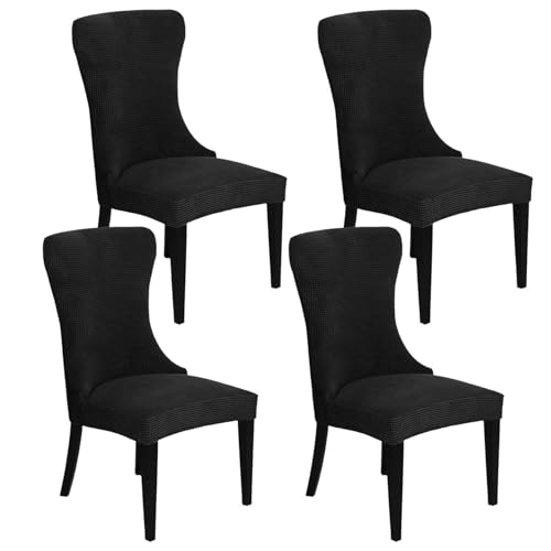 KTLCNDF 2-teilige Stretch-Schonbezüge for Ohrensessel – Weicher Spandex-Stoff, Maschinenwaschbar, Hellgrüne Akzentbezüge for Wohn- Und Esszimmer(Black,Set of 4) von KTLCNDF