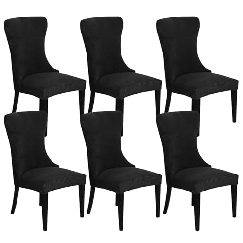 KTLCNDF 2-teilige Stretch-Schonbezüge for Ohrensessel – Weicher Spandex-Stoff, Maschinenwaschbar, Hellgrüne Akzentbezüge for Wohn- Und Esszimmer(Black,Set of 6) von KTLCNDF
