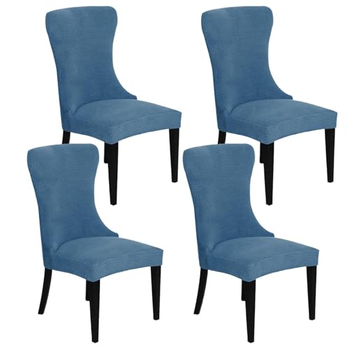 KTLCNDF 2-teilige Stretch-Schonbezüge for Ohrensessel – Weicher Spandex-Stoff, Maschinenwaschbar, Hellgrüne Akzentbezüge for Wohn- Und Esszimmer(Blue,Set of 4) von KTLCNDF
