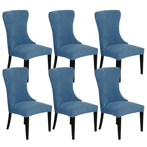 KTLCNDF 2-teilige Stretch-Schonbezüge for Ohrensessel – Weicher Spandex-Stoff, Maschinenwaschbar, Hellgrüne Akzentbezüge for Wohn- Und Esszimmer(Blue,Set of 6) von KTLCNDF