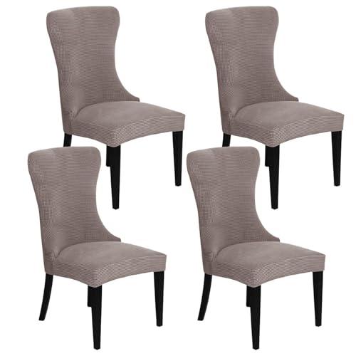 KTLCNDF 2-teilige Stretch-Schonbezüge for Ohrensessel – Weicher Spandex-Stoff, Maschinenwaschbar, Hellgrüne Akzentbezüge for Wohn- Und Esszimmer(Brown,Set of 4) von KTLCNDF