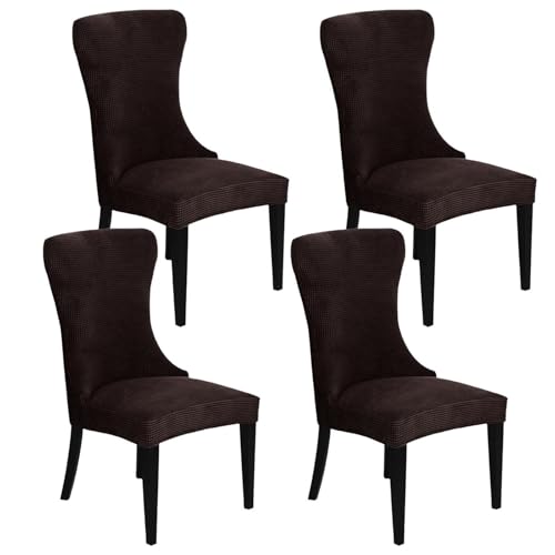 KTLCNDF 2-teilige Stretch-Schonbezüge for Ohrensessel – Weicher Spandex-Stoff, Maschinenwaschbar, Hellgrüne Akzentbezüge for Wohn- Und Esszimmer(Dark Brown,Set of 4) von KTLCNDF