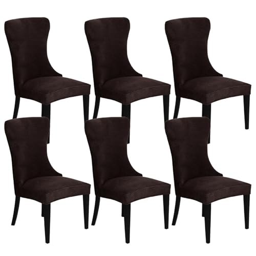 KTLCNDF 2-teilige Stretch-Schonbezüge for Ohrensessel – Weicher Spandex-Stoff, Maschinenwaschbar, Hellgrüne Akzentbezüge for Wohn- Und Esszimmer(Dark Brown,Set of 6) von KTLCNDF