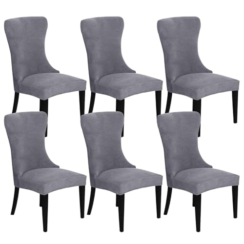 KTLCNDF 2-teilige Stretch-Schonbezüge for Ohrensessel – Weicher Spandex-Stoff, Maschinenwaschbar, Hellgrüne Akzentbezüge for Wohn- Und Esszimmer(Grey B,Set of 6) von KTLCNDF