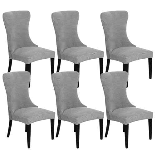 KTLCNDF 2-teilige Stretch-Schonbezüge for Ohrensessel – Weicher Spandex-Stoff, Maschinenwaschbar, Hellgrüne Akzentbezüge for Wohn- Und Esszimmer(Grey a,Set of 6) von KTLCNDF