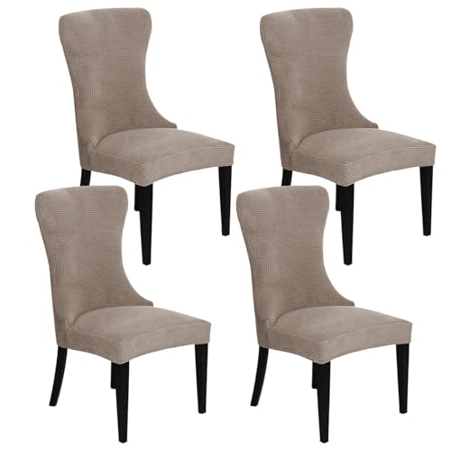 KTLCNDF 2-teilige Stretch-Schonbezüge for Ohrensessel – Weicher Spandex-Stoff, Maschinenwaschbar, Hellgrüne Akzentbezüge for Wohn- Und Esszimmer(Khaki,Set of 4) von KTLCNDF