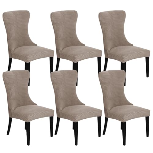 KTLCNDF 2-teilige Stretch-Schonbezüge for Ohrensessel – Weicher Spandex-Stoff, Maschinenwaschbar, Hellgrüne Akzentbezüge for Wohn- Und Esszimmer(Khaki,Set of 6) von KTLCNDF