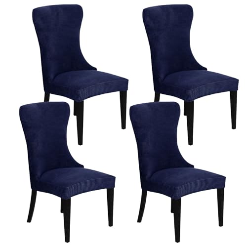 KTLCNDF 2-teilige Stretch-Schonbezüge for Ohrensessel – Weicher Spandex-Stoff, Maschinenwaschbar, Hellgrüne Akzentbezüge for Wohn- Und Esszimmer(Navy Blue,Set of 4) von KTLCNDF