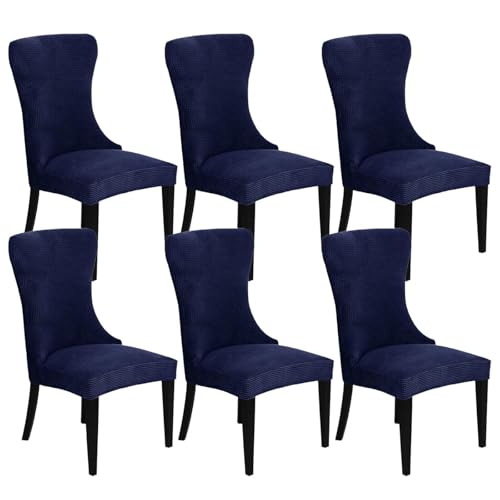 KTLCNDF 2-teilige Stretch-Schonbezüge for Ohrensessel – Weicher Spandex-Stoff, Maschinenwaschbar, Hellgrüne Akzentbezüge for Wohn- Und Esszimmer(Navy Blue,Set of 6) von KTLCNDF