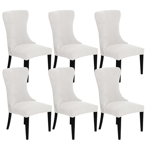 KTLCNDF 2-teilige Stretch-Schonbezüge for Ohrensessel – Weicher Spandex-Stoff, Maschinenwaschbar, Hellgrüne Akzentbezüge for Wohn- Und Esszimmer(White,Set of 6) von KTLCNDF