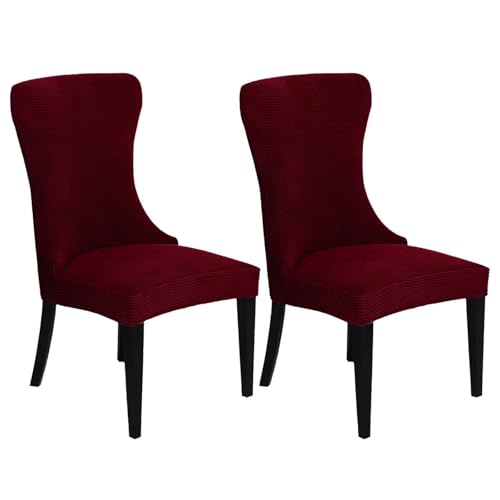 KTLCNDF 2-teilige Stretch-Schonbezüge for Ohrensessel – Weicher Spandex-Stoff, Maschinenwaschbar, Hellgrüne Akzentbezüge for Wohn- Und Esszimmer(Wine Red,Set of 2) von KTLCNDF