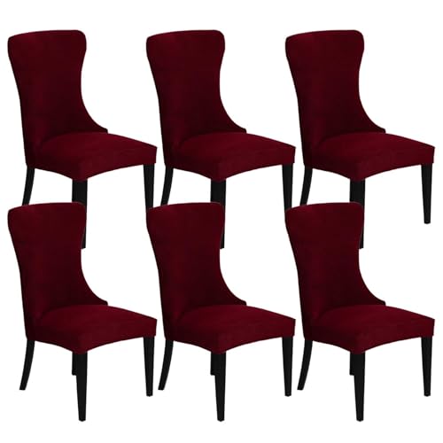 KTLCNDF 2-teilige Stretch-Schonbezüge for Ohrensessel – Weicher Spandex-Stoff, Maschinenwaschbar, Hellgrüne Akzentbezüge for Wohn- Und Esszimmer(Wine Red,Set of 6) von KTLCNDF