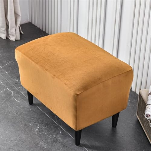 KTLCNDF 2-teiliges Ottoman-Schonbezug-Set Aus Samt – Dehnbarer Rechteckiger Fußstützenbezug, Weicher Plüsch-Möbelschutz Mit Elastischer Basis (Gelb)(Camel) von KTLCNDF