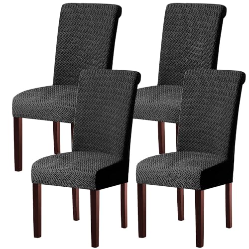 KTLCNDF 2-teiliges Stuhlhussen-Set for Esszimmerstühle – Weicher, Dehnbarer Stuhlbezug Aus Samt for Esszimmer Und Küche, Waschbarer, Abnehmbarer Bezug(Black,4) von KTLCNDF