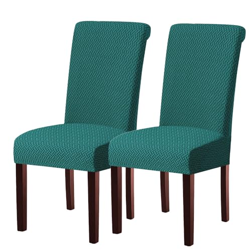 KTLCNDF 2-teiliges Stuhlhussen-Set for Esszimmerstühle – Weicher, Dehnbarer Stuhlbezug Aus Samt for Esszimmer Und Küche, Waschbarer, Abnehmbarer Bezug(Dark Green,2) von KTLCNDF