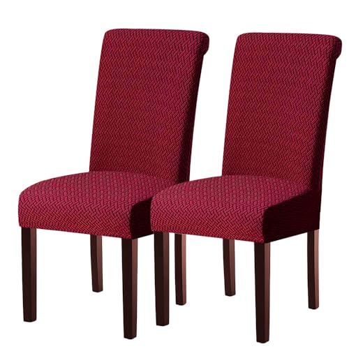 KTLCNDF 2-teiliges Stuhlhussen-Set for Esszimmerstühle – Weicher, Dehnbarer Stuhlbezug Aus Samt for Esszimmer Und Küche, Waschbarer, Abnehmbarer Bezug(Red,2) von KTLCNDF