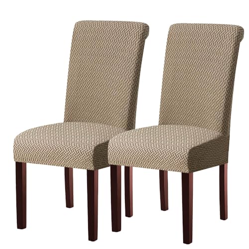 KTLCNDF 2-teiliges Stuhlhussen-Set for Esszimmerstühle – Weicher, Dehnbarer Stuhlbezug Aus Samt for Esszimmer Und Küche, Waschbarer, Abnehmbarer Bezug(Sand,2) von KTLCNDF