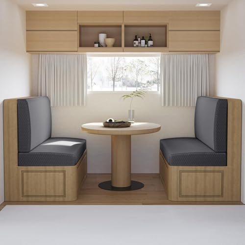 KTLCNDF 2er-Set Jacquard-Sitzbezüge for Wohnmobile – Dehnbare Kissenbezüge for Die Wohnmobil-Dinette for Sofa/Bank, Rutschfester Möbelschutz for Wohnmobile(Gray) von KTLCNDF
