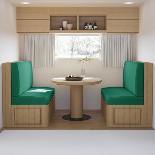 KTLCNDF 2er-Set Jacquard-Sitzbezüge for Wohnmobile – Dehnbare Kissenbezüge for Die Wohnmobil-Dinette for Sofa/Bank, Rutschfester Möbelschutz for Wohnmobile(Green) von KTLCNDF