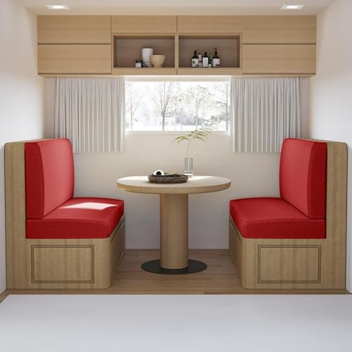 KTLCNDF 2er-Set Jacquard-Sitzbezüge for Wohnmobile – Dehnbare Kissenbezüge for Die Wohnmobil-Dinette for Sofa/Bank, Rutschfester Möbelschutz for Wohnmobile(Red) von KTLCNDF