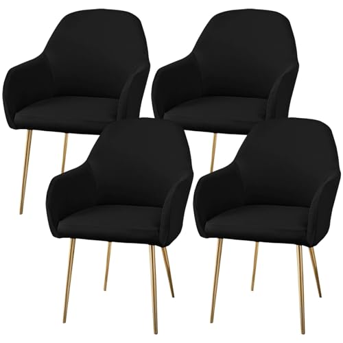 KTLCNDF 4-teilige, Dehnbare Stuhlhussen for ESS- Und Wohnzimmer – Konturiertes Rückendesign, Waschbare Sitzbezüge Mit Moderner Passform, Wichtige Einrichtungsgegenstände(Black) von KTLCNDF