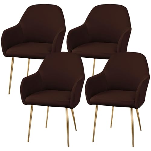 KTLCNDF 4-teilige, Dehnbare Stuhlhussen for ESS- Und Wohnzimmer – Konturiertes Rückendesign, Waschbare Sitzbezüge Mit Moderner Passform, Wichtige Einrichtungsgegenstände(Coffee) von KTLCNDF