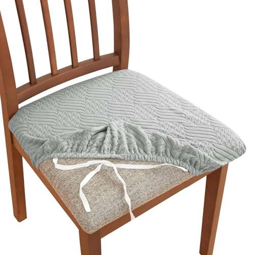 KTLCNDF 4-teiliges Jacquard-Set for Esszimmerstühle – Flexibler Stuhlbezug Aus Stoff Mit Wetterbeständigem Futter for Veranstaltungen Im Innen- Und Außenbereich(Sliver,Small 6PC) von KTLCNDF