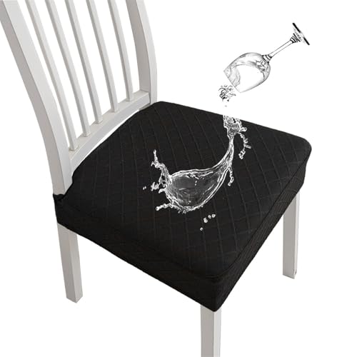 KTLCNDF 4-teiliges Jacquard-Sitzbezug-Set for Esszimmerstühle – Abnehmbarer Und Waschbarer Sitzschutz, Groß, Braun(Black,4_Large) von KTLCNDF