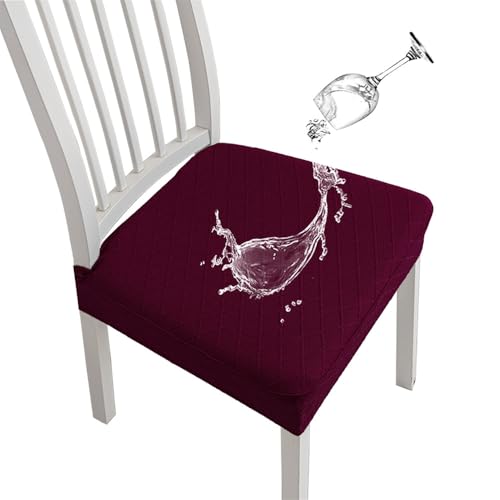 KTLCNDF 4-teiliges Jacquard-Sitzbezug-Set for Esszimmerstühle – Abnehmbarer Und Waschbarer Sitzschutz, Groß, Braun(Burgundy,4_Large) von KTLCNDF