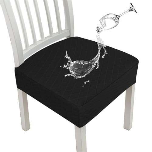 KTLCNDF 4-teiliges Sitzbezug-Set for Esszimmerstühle, Waschbarer Stretch-Jacquard-Stuhlbezug, Stuhlschutz for Esszimmerstühle Im Hintergrund(Black,4) von KTLCNDF